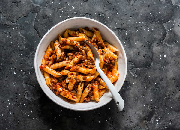 Penne with Red Lentil Bolognese Sauce Recipe