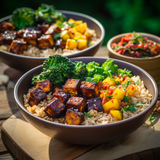 Vegan bbq tofu bowls